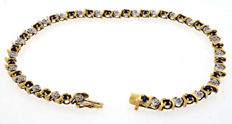 Stately 10kt Saphhire and Diamond S-Link Tennis Bracelet