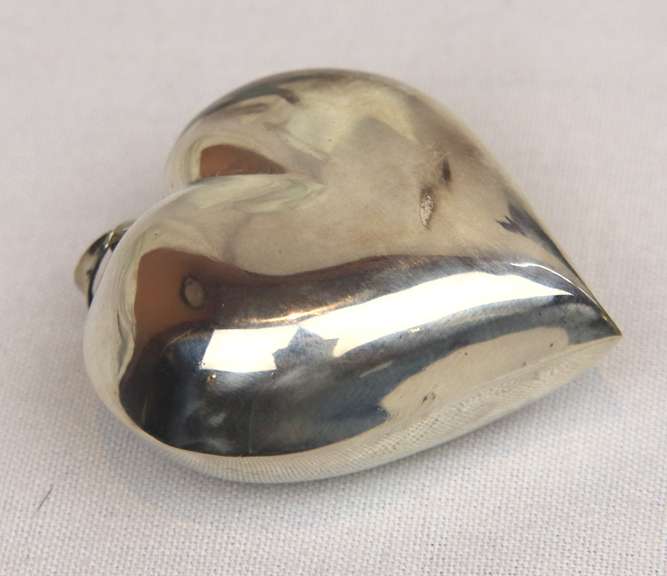 Large Sterling Silver Puffed Heart Pendant