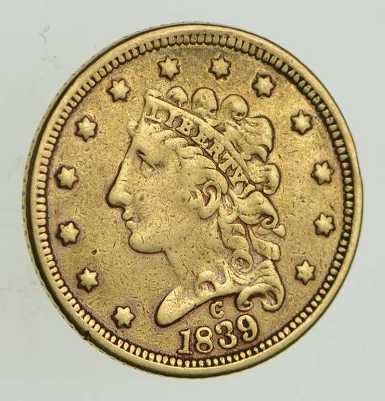 1839-C $2.50 Classic Head Gold Quarter Eagle - Sharp