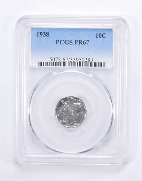 PR67 1938 Mercury Dime - Graded by PCGS
