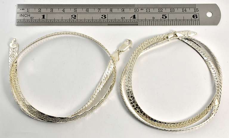 Two sterling Textured Herringbone Necklaces