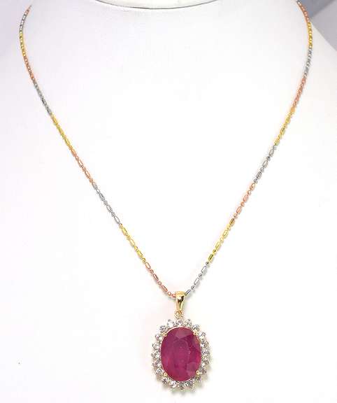 Vibrant Ruby & White Sapphire Necklace in Vermeil