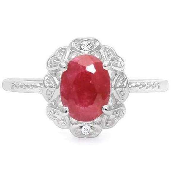 STERLING SILVER 1.20 CT ENHANCED RUBY & COCKTAIL RING