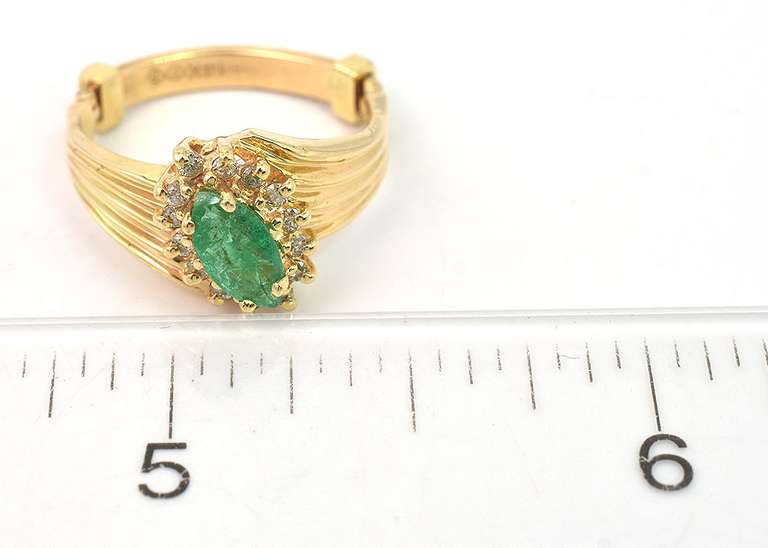 Classy Emerald & Diamond Ring in 14KT Yellow Gold