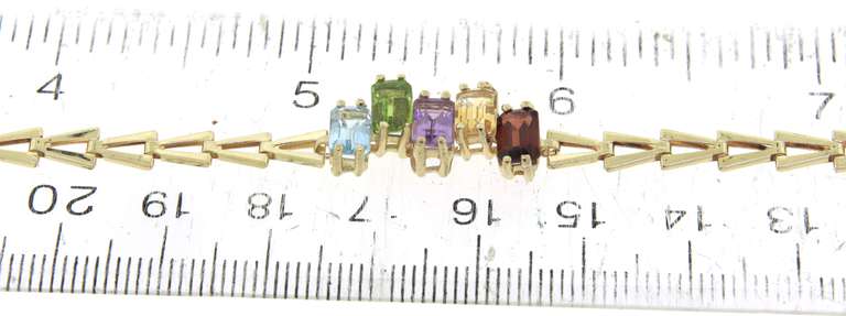 Fabulous Multi Colored Gemstone Yellow Gold Bracelet