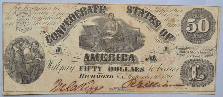 Sept 2 1861 $ 50 CSA Note