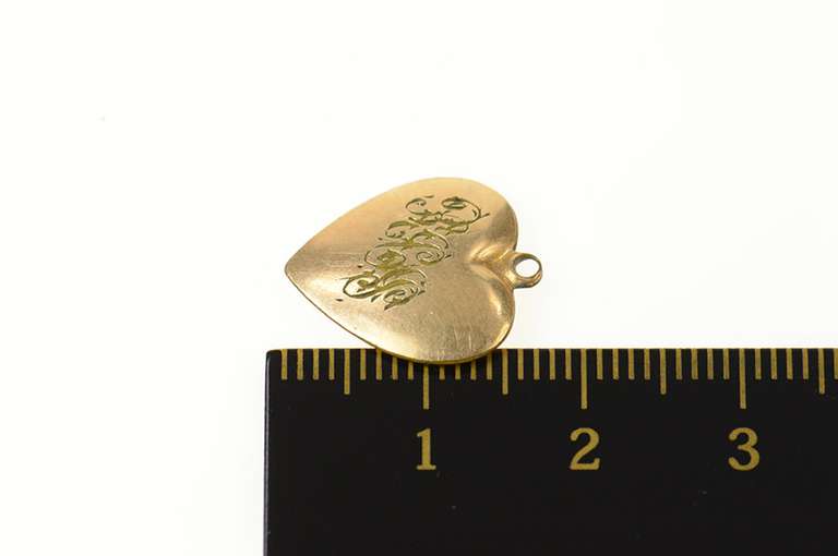 10K Yellow Gold RCG Monogram Forget Me Not Puffy Heart Charm/Pendant