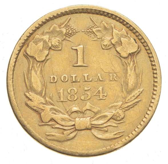 1854 $1.00 Indian Princess Head Gold Dollar