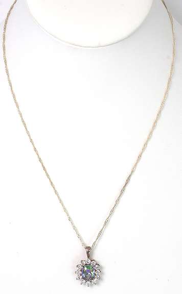 Enchanting Mystic and White Stone Necklace in Sterling Silver