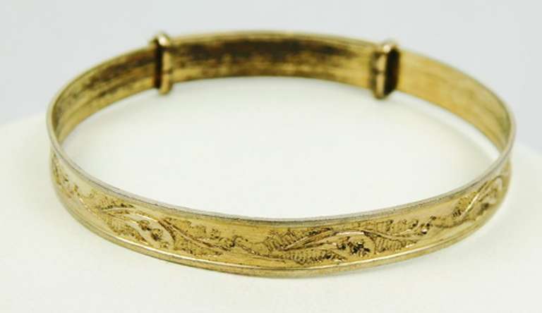 Vintage Gold-Filled Engraved Baby Bangle Bracelet