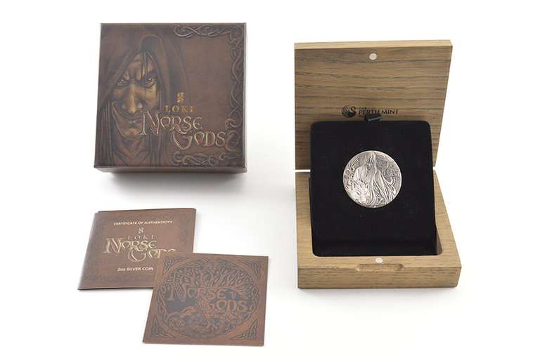 2016 Tuvalu $2 - Norse Gods Loki - 2 Oz Silver Coin - Box & COA