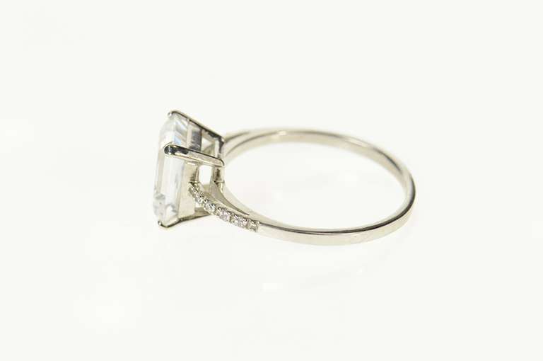 14K White Gold Classic Emerald Cut Accent Travel Engagement Ring