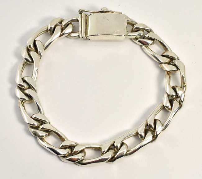 Heavy Man's Sterling Figaro Link Bracelet
