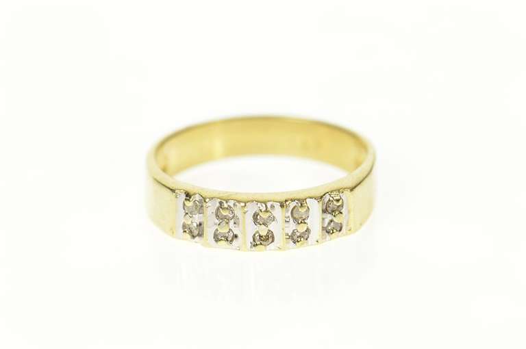 14K Yellow Gold Squared Diamond Classic Wedding Band Ring