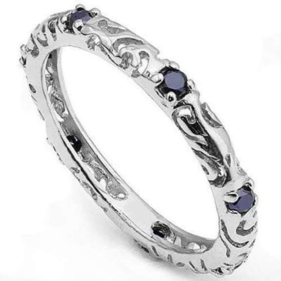 2/5 CT SAPPHIRE STERLING SILVER ETERNITY RING