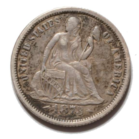 Sharp 1873 Arrows Seated Dime