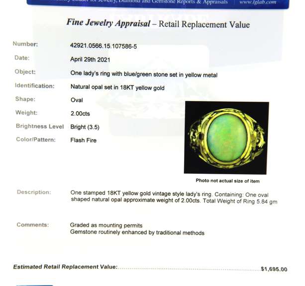 Amazing 18kt Vintage Style Opal Ring