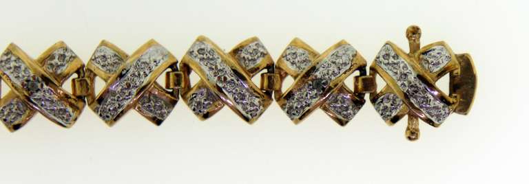 Sterling Silver In Gold Plated Crossover X Bracelet