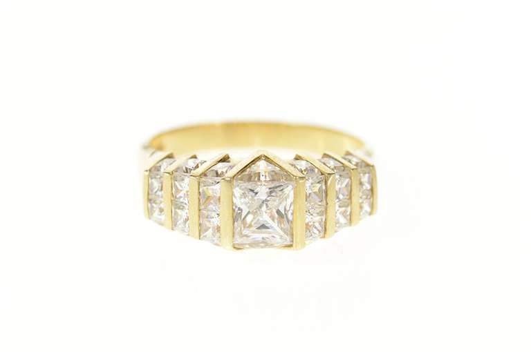 10K Yellow Gold Princess Cubic Zirconia Travel Engagement Ring
