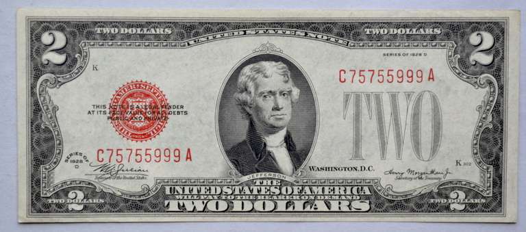 Gem BU 1928 D Red Seal US Note