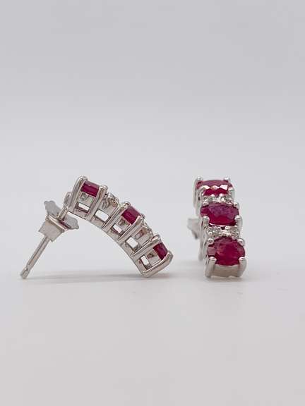 14kt Solid Gold Ruby & Diamond Earrings