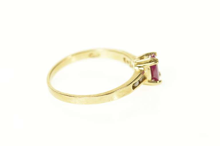 14K Yellow Gold Oval Ruby Diamond Accent Engagement Ring