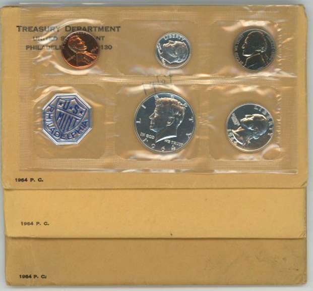 3 Gem 1964 Proof Sets with Accented Hair Kennedy's