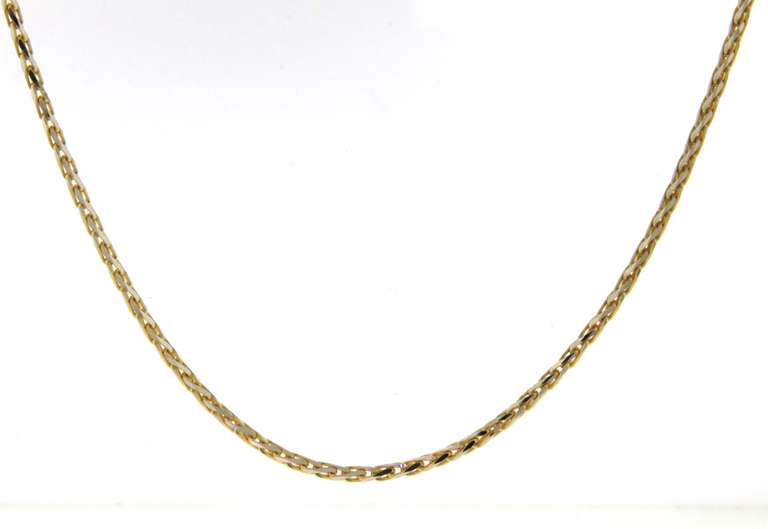 Fancy Yellow Gold Wheat Link Chain Necklace