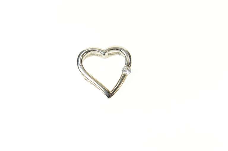 10K White Gold Diamond Inset Curvy Heart Love Symbol Pendant