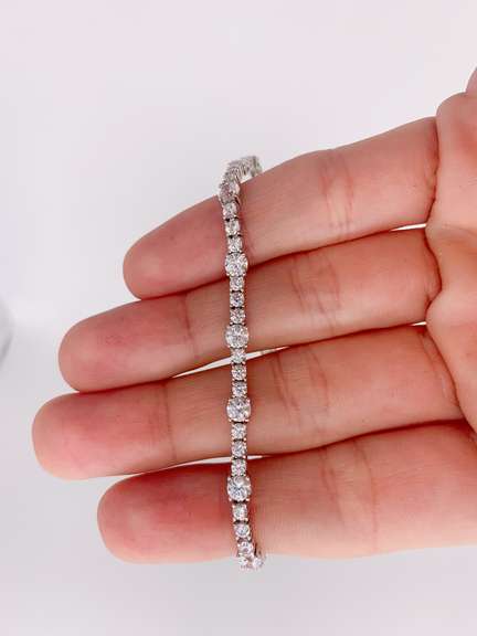 14kt Solid White Gold & CZ Bracelet