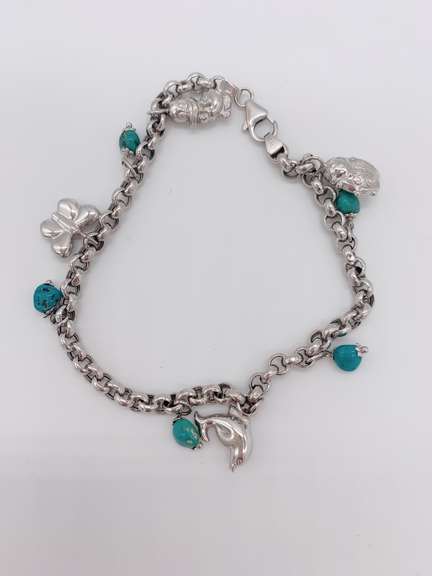 14kt White Gold Charm Bracelet