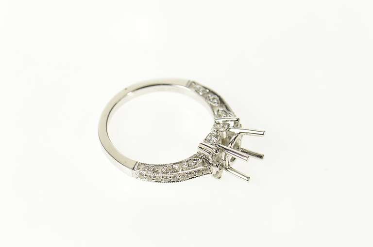 18K White Gold 0.43 Ctw Diamond 7.25mm Engagement Setting Ring