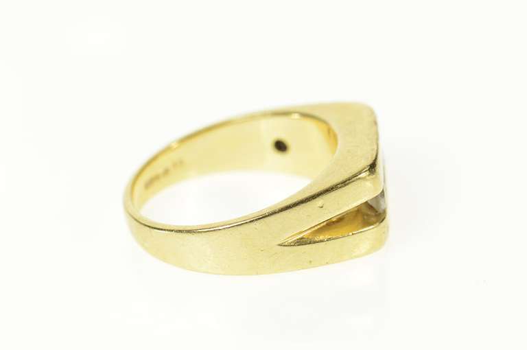 14K Yellow Gold Men's Squared Diamond Statement Wedding Ring