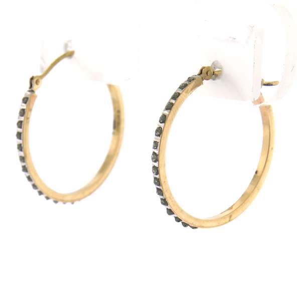 Stunning Yellow Gold Diamond Hoop Earrings