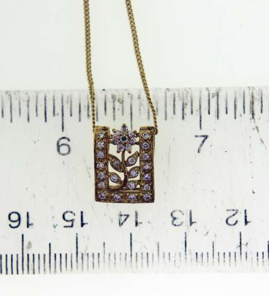Sterling Silver Gold Plated Floral Pendant Necklace