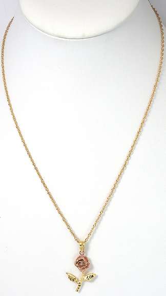 Sweet Rose Necklace in Two-Tone 10KT & 14KT Gold