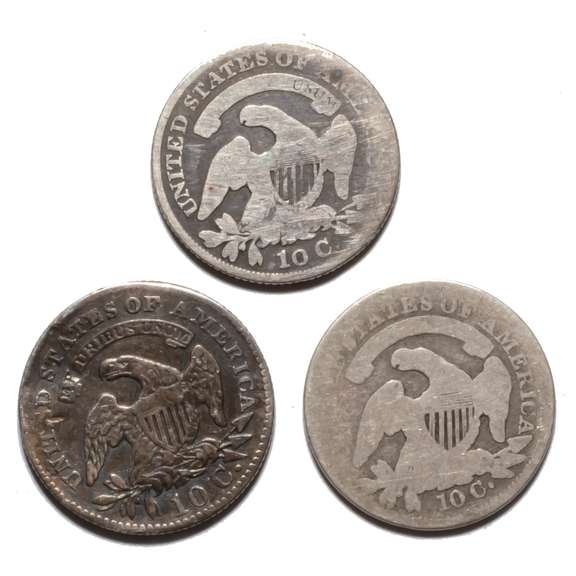 1827 1829 & 1837 Bust Dimes