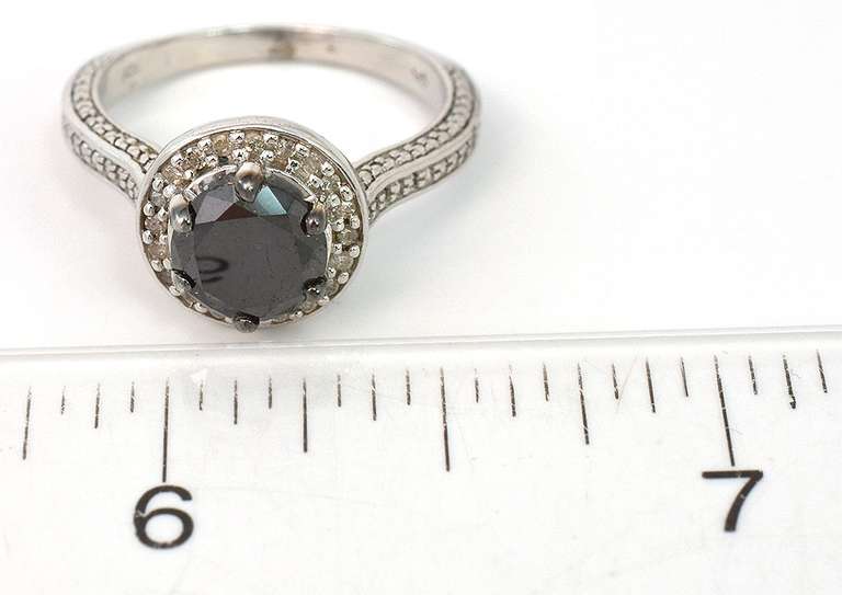 Striking Black Moissanite & Diamond Ring in Sterling Silver