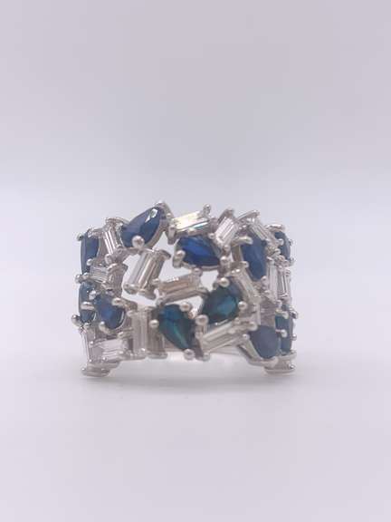 14kt Gold, Blue Sapphire & Diamond Ring