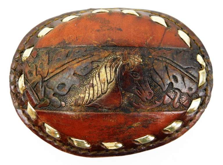 Big Vintage Leather Horse Buckle