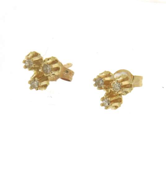 Dazzling Yellow Gold 3 Diamond Buttercup Earrings