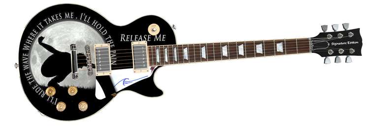 Pearl Jam Eddie Vedder Autographed Wave Photo Guitar