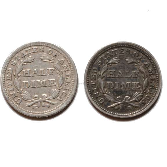 1853 Die Clash & 1858 Seated Half Dimes