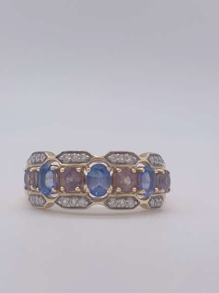 14kt Gold Tanzanite, Sapphire, & Diamond Cocktail Ring