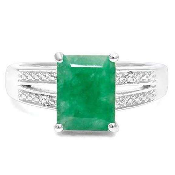 STERLING SILVER 3.60 CT ENHANCED EMERALD & RING