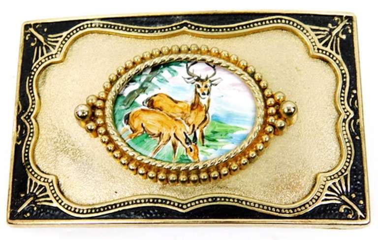 Handpainted Deer Belt Buckle