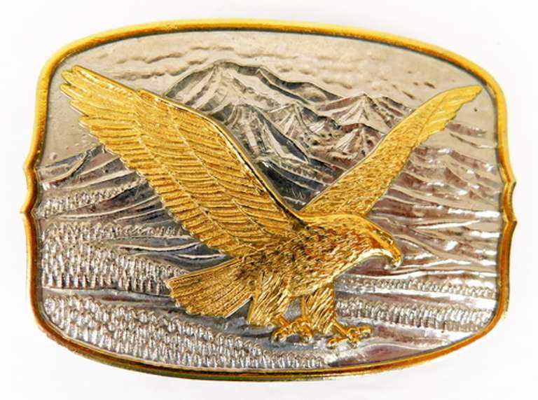 2-Tone Flying Eagle Large Belt Buckle