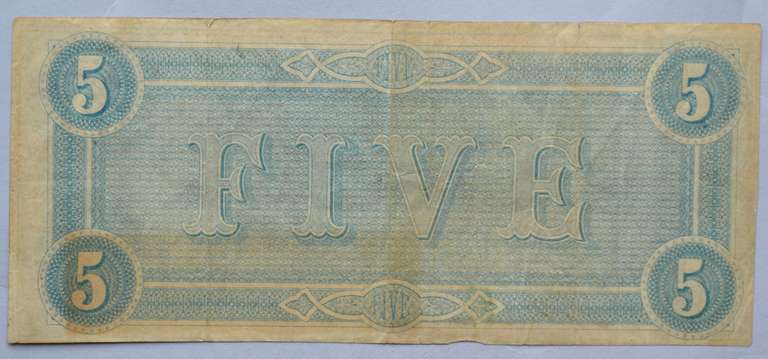 $ 5 1864  Confederate States Note