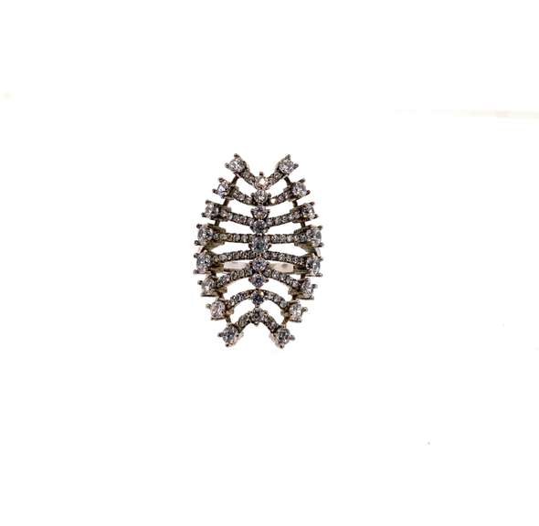 Interesting Sterling Silver Ring with White Gemstones