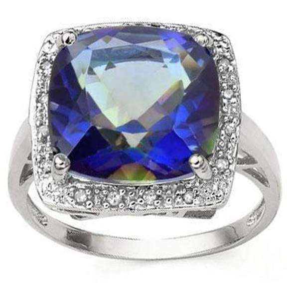 6.84 CT BLUE MYSTIC GEMSTONE & STERLING SILVER RING